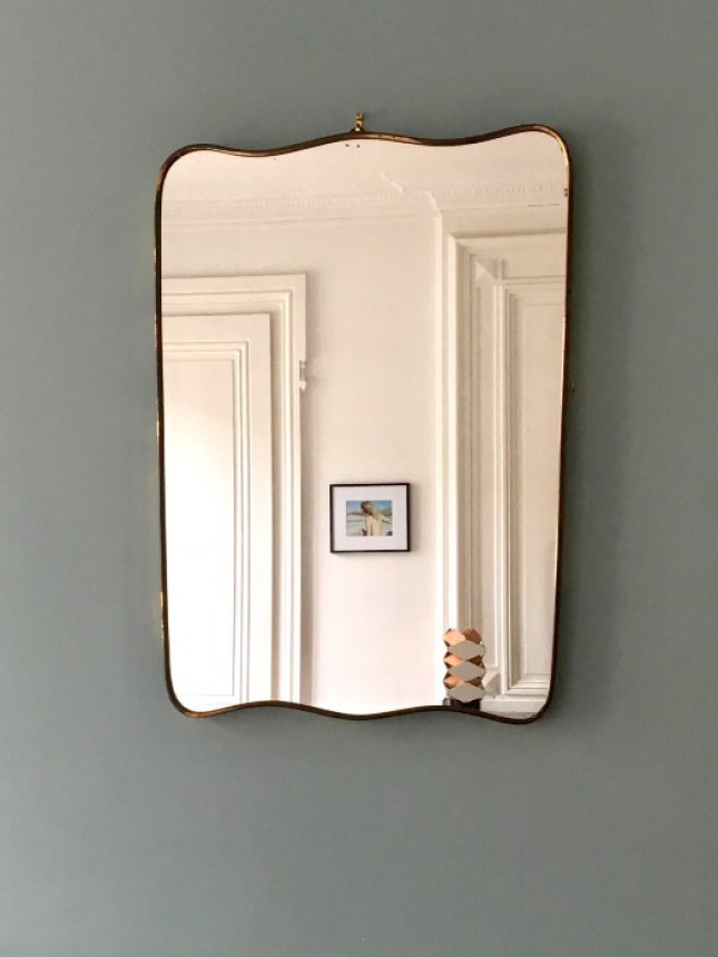 miroir italien forme libre en laiton années 50