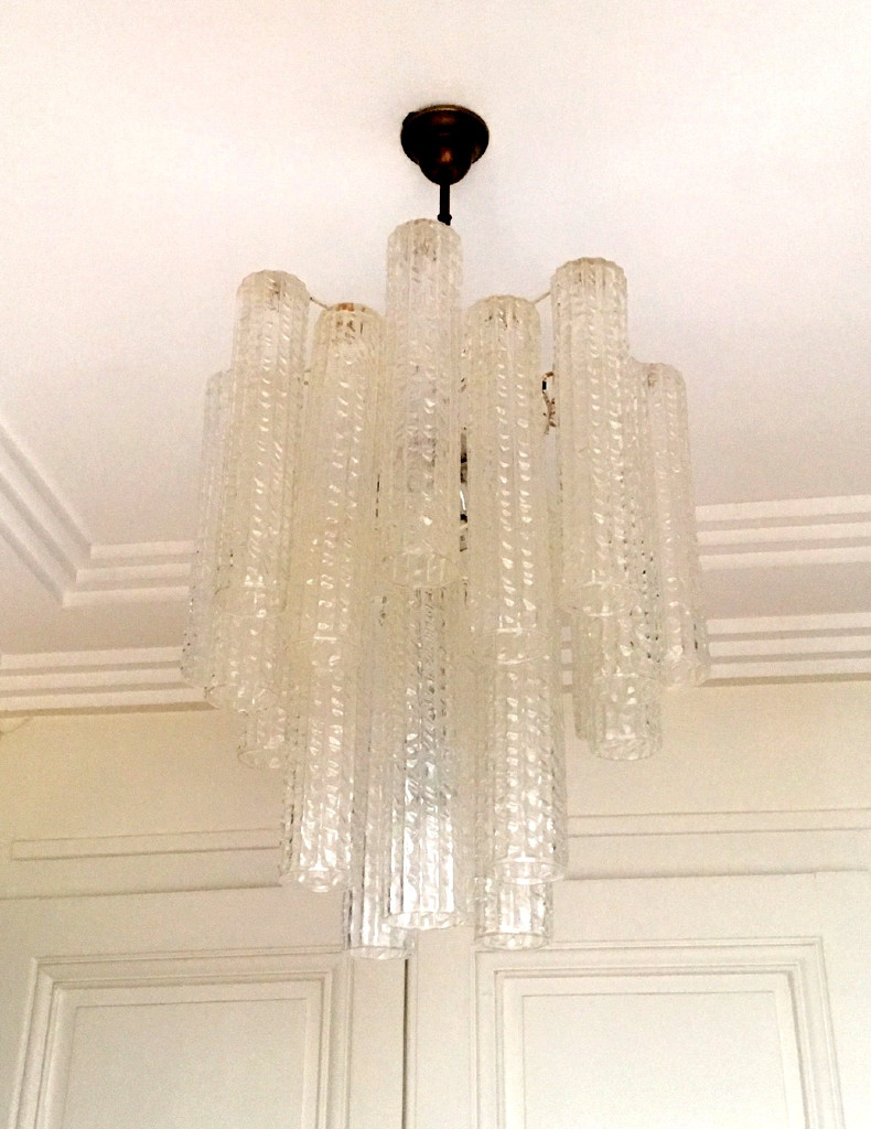 lustre cascade tubes en verre de murano italie années 60