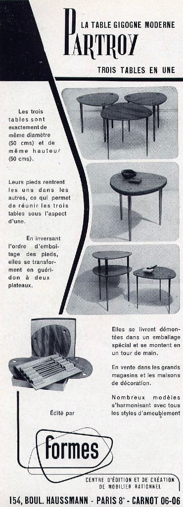 tables gigognes Partroy Pierre Cruège années 50