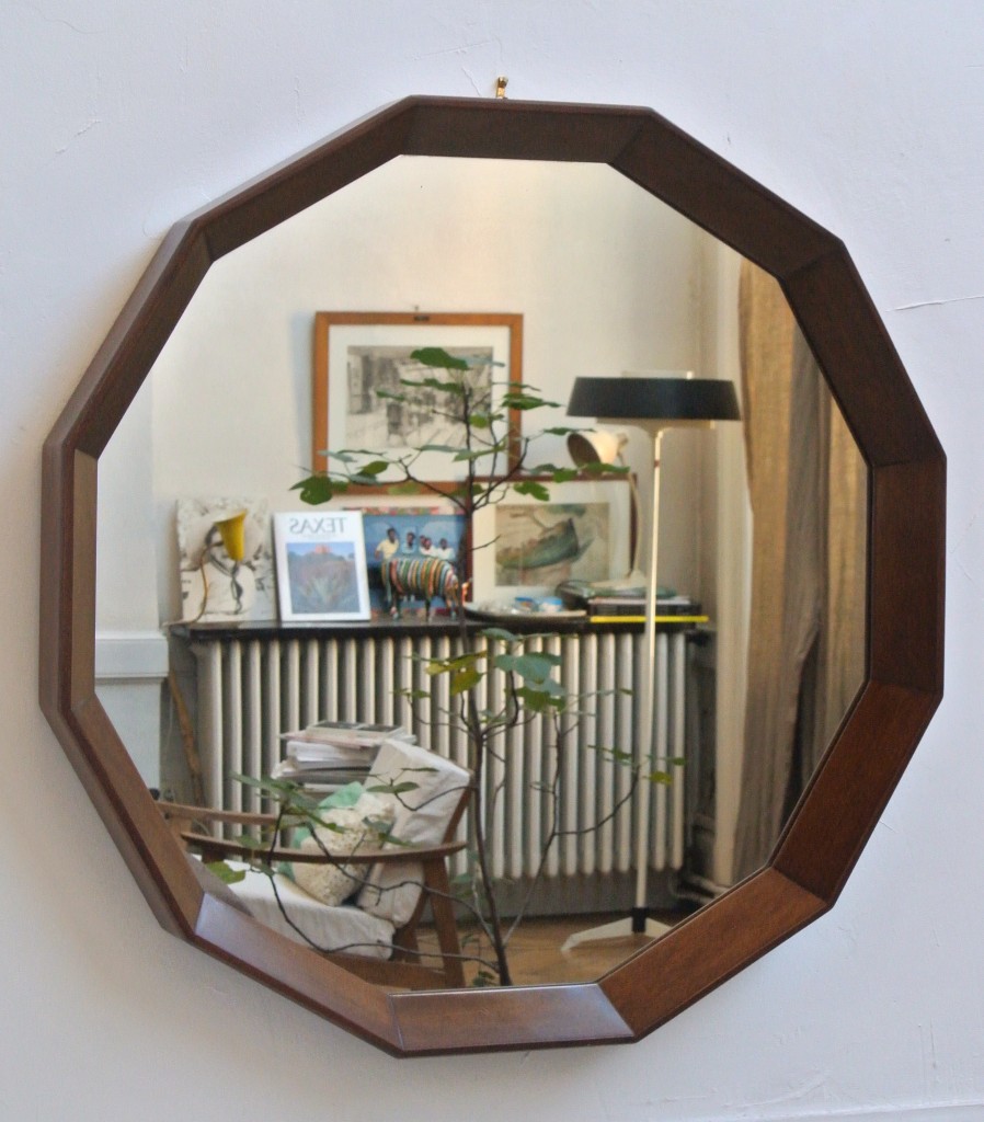 Miroir italien en bois massif années 50