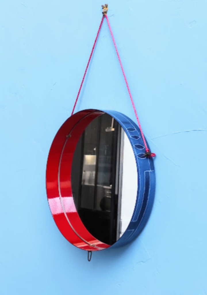 miroir en métal emaillé années 60 Italie Siva Poggibonsi